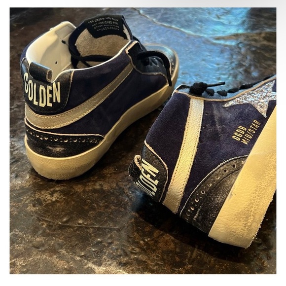 Golden Goose Mid Star Sneaker Navy Blue Gold Glitter NIB Auth - Picture 5 of 14